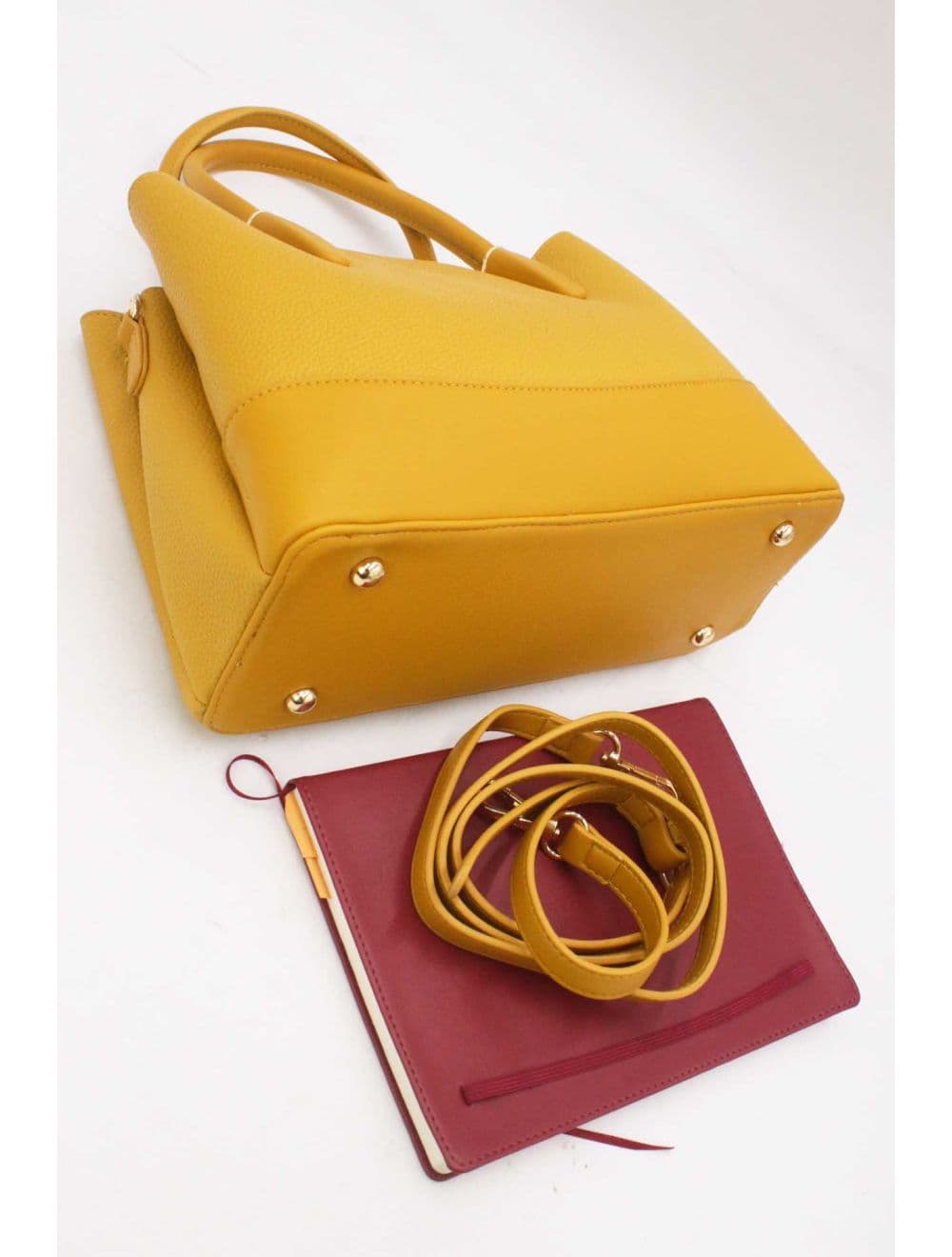 Medium Sac à Main Effet Cuir Grainé 25B-6194-Jaune — vue 4