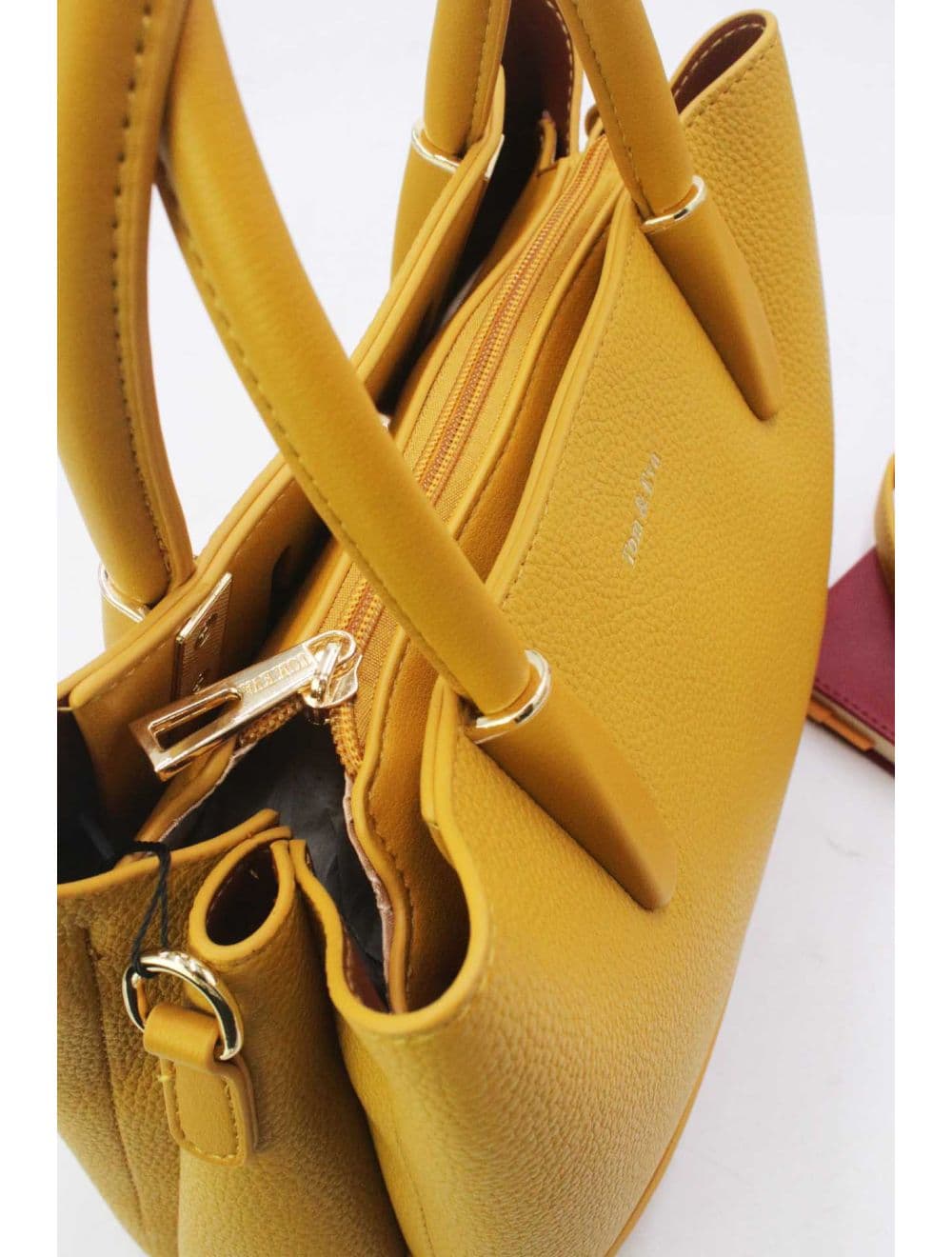 Medium Sac à Main Effet Cuir Grainé 25B-6194-Jaune — vue 5
