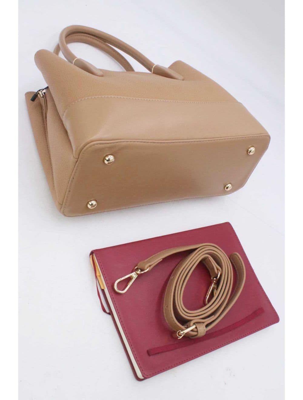 Medium Sac à Main Effet Cuir Grainé 25B-6194-Kaki — vue 4