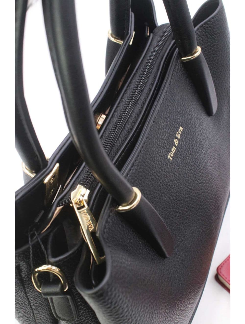 Medium Sac à Main Effet Cuir Grainé 25B-6194-Noir