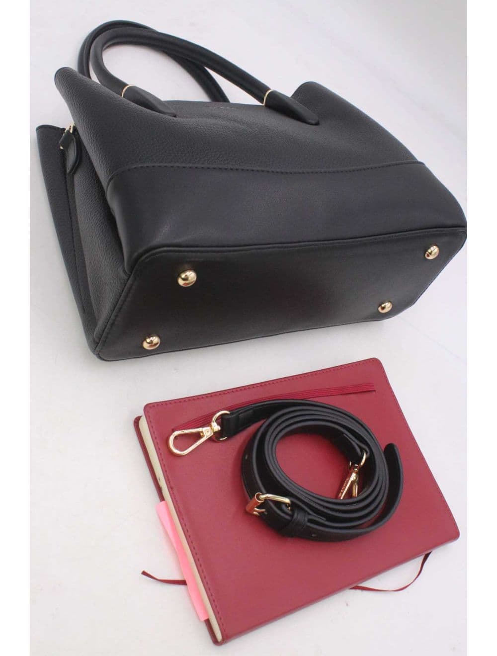Medium Sac à Main Effet Cuir Grainé 25B-6194-Noir — vue 5