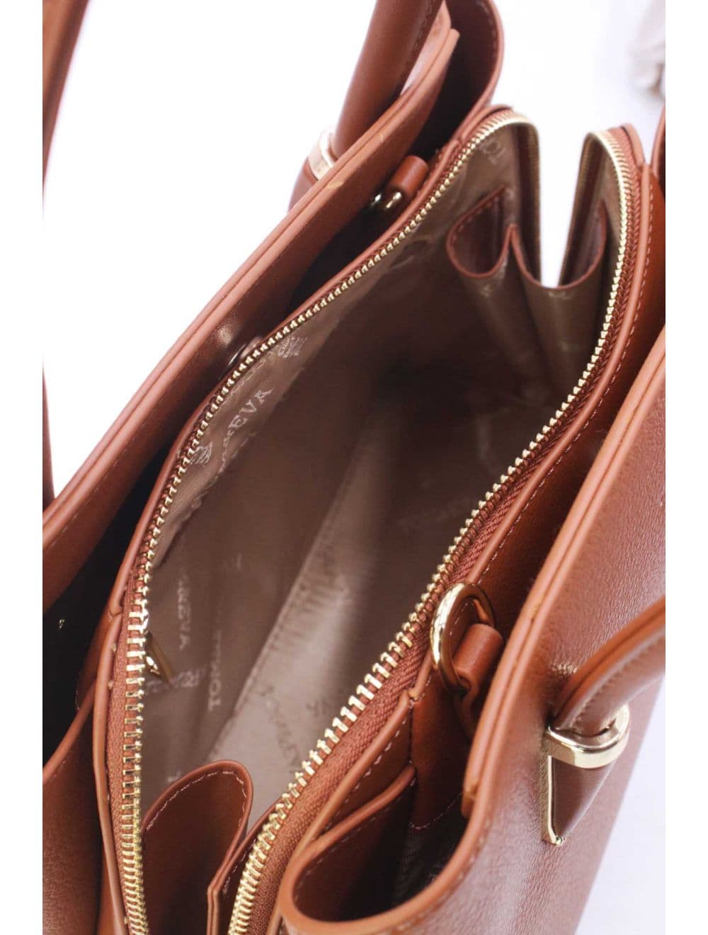 Medium Sac à Main Chic Grainé 25B-6156-Marron