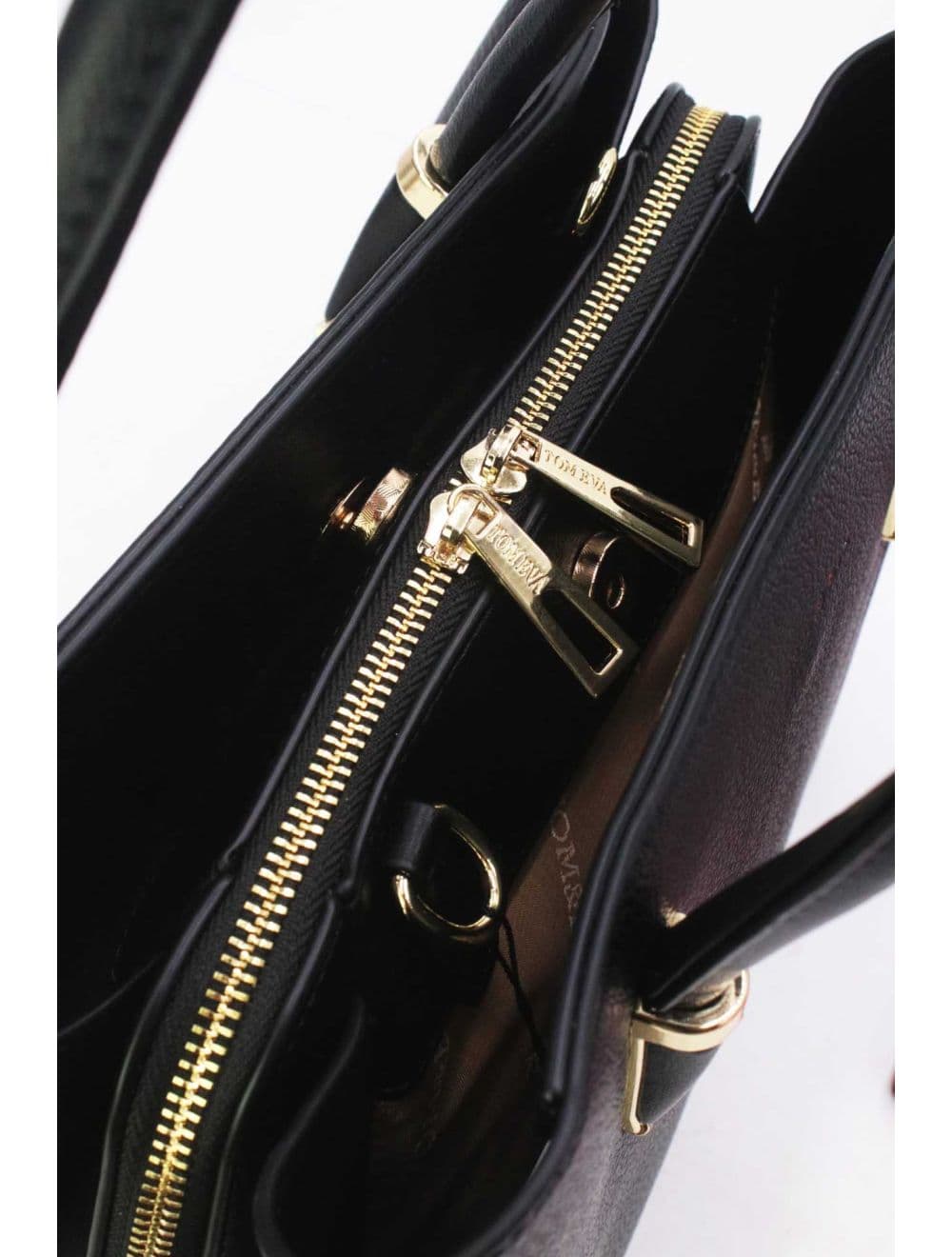 Medium Sac à Main Chic Grainé 25B-6156-Noir