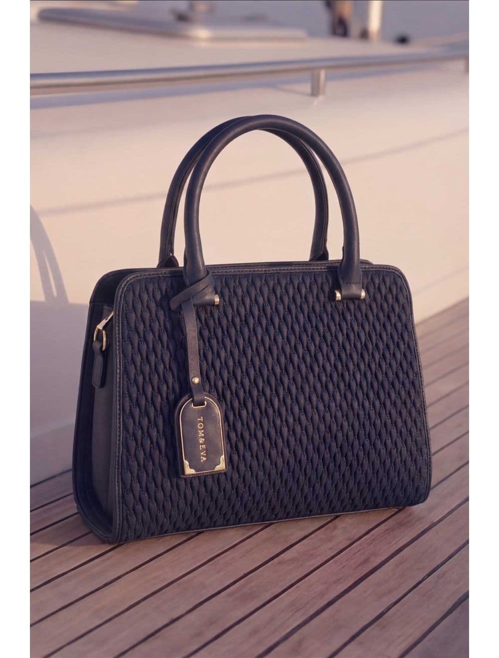 Sac à Main Tissu Avec Pendentif 25B-6192-Bleu — vue 6