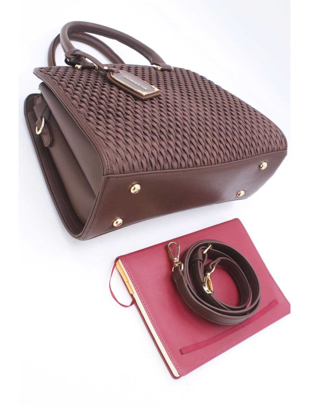 Sac à Main Tissu Avec Pendentif 25B-6192-Café — vue 4