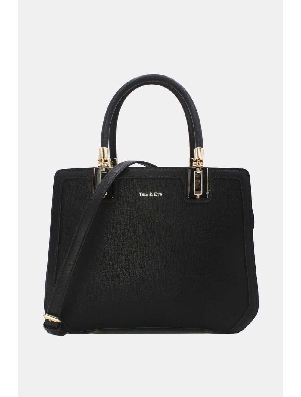 Sac à Main Carré Effet Cuir Grainé 25B-6185-Noir