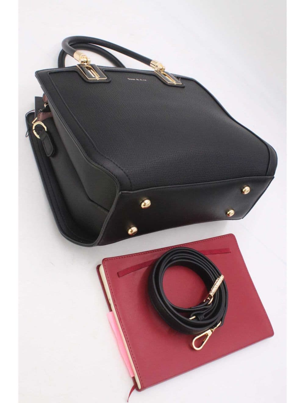 Sac à Main Carré Effet Cuir Grainé 25B-6185-Noir — vue 4