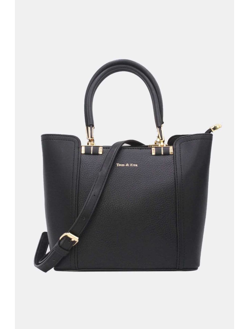 Medium Sac à Main Effet Cuir 25B-6198-Noir