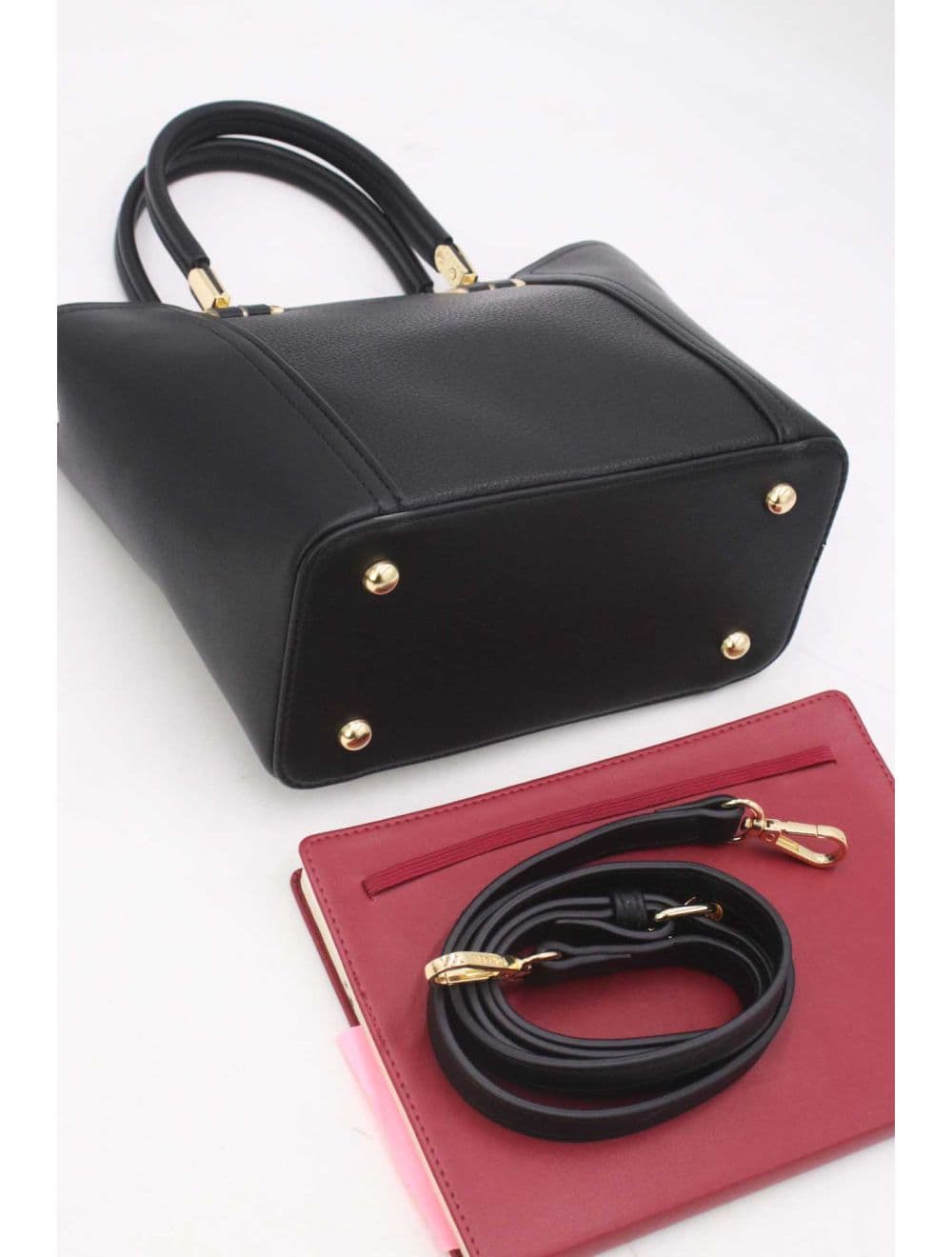 Medium Sac à Main Effet Cuir 25B-6198-Noir — vue 4