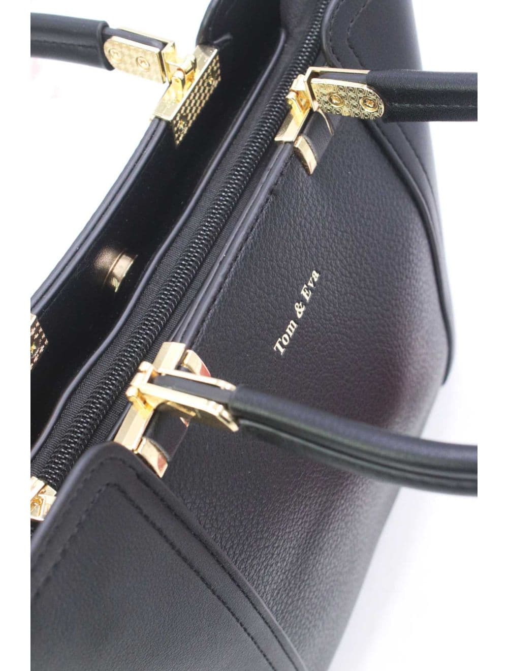 Medium Sac à Main Effet Cuir 25B-6198-Noir — vue 5