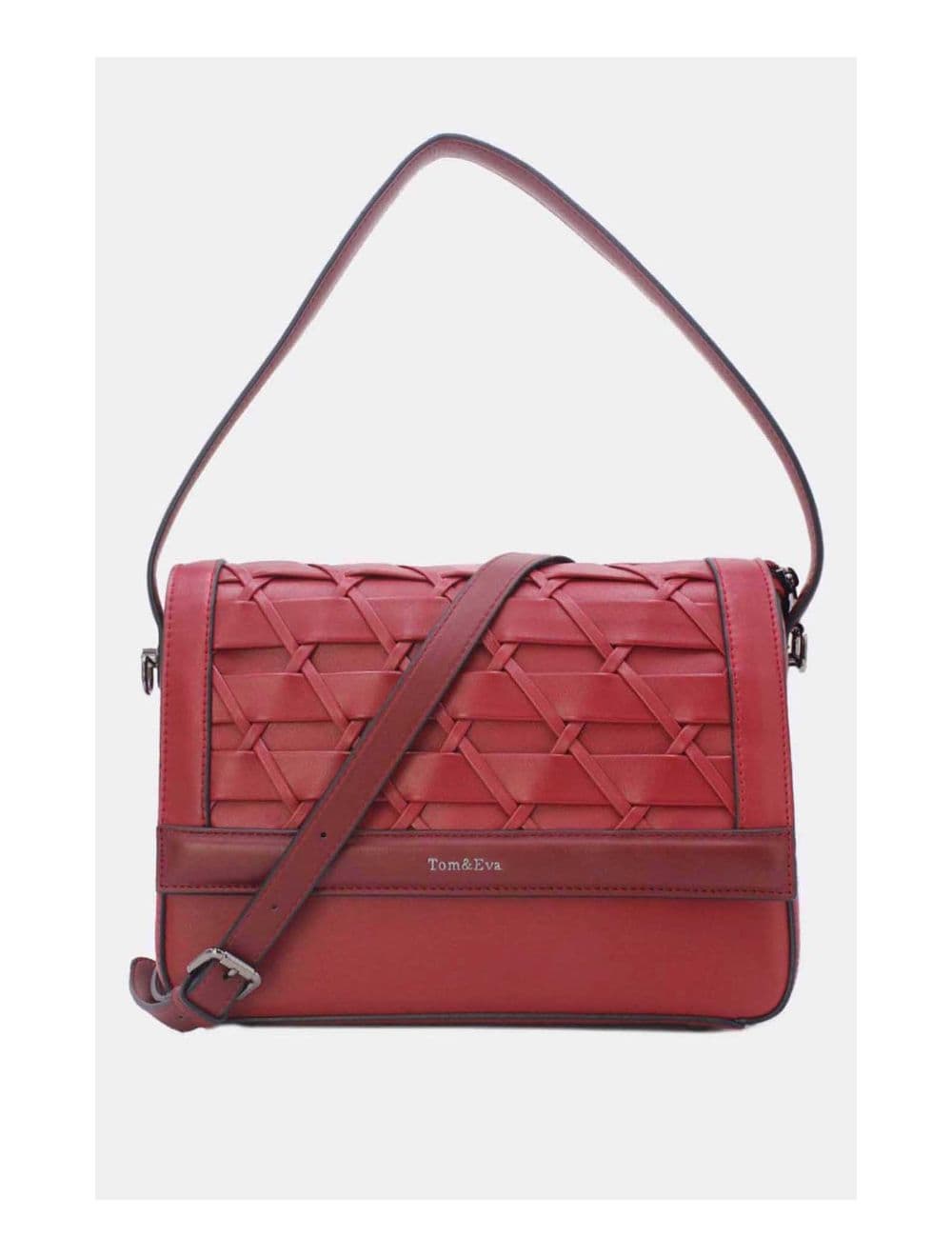 Sac à Main Effet Tressé 24B-6091-Burgundy/D.Red