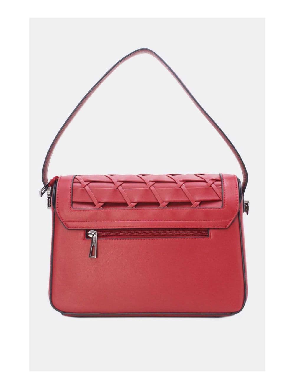 Sac à Main Effet Tressé 24B-6091-Burgundy/D.Red — vue 3