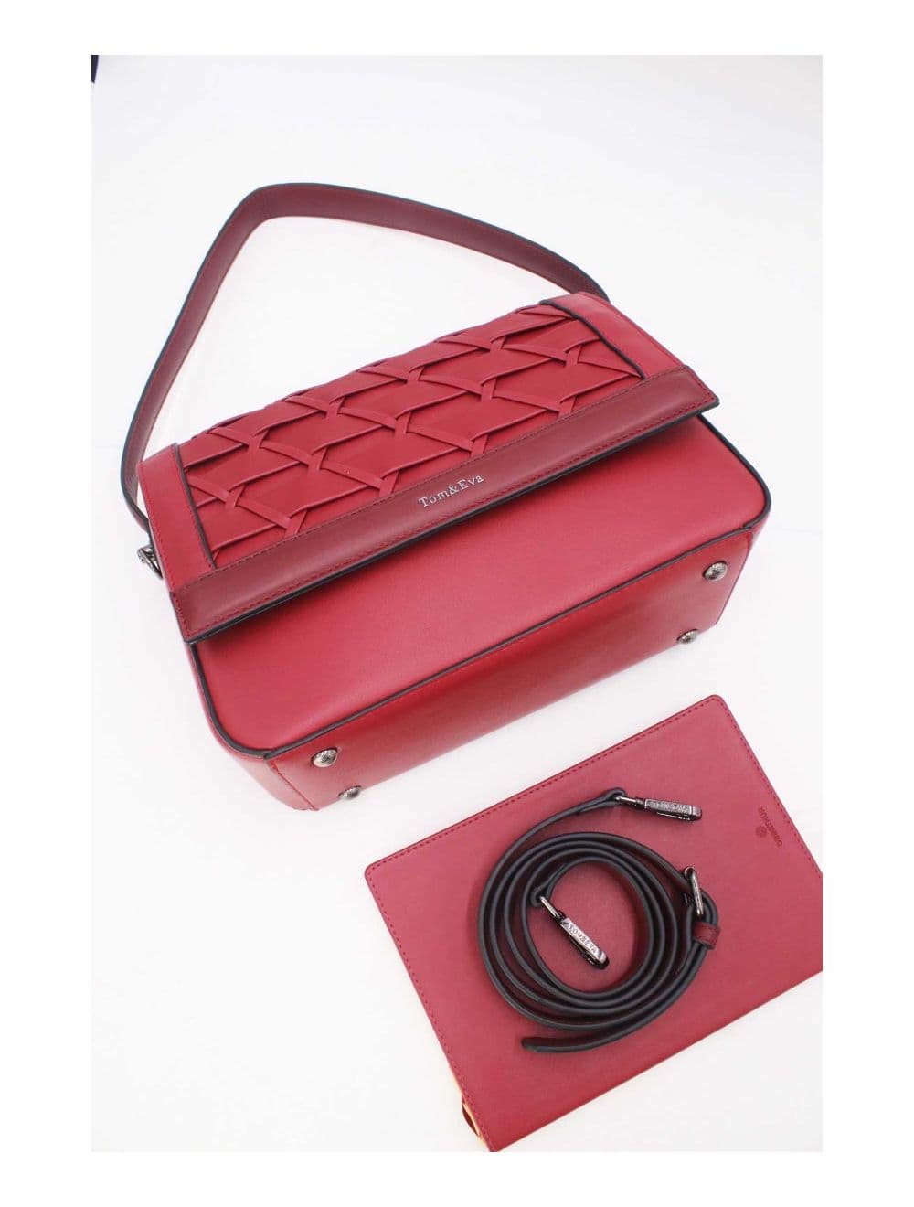 Sac à Main Effet Tressé 24B-6091-Burgundy/D.Red — vue 4