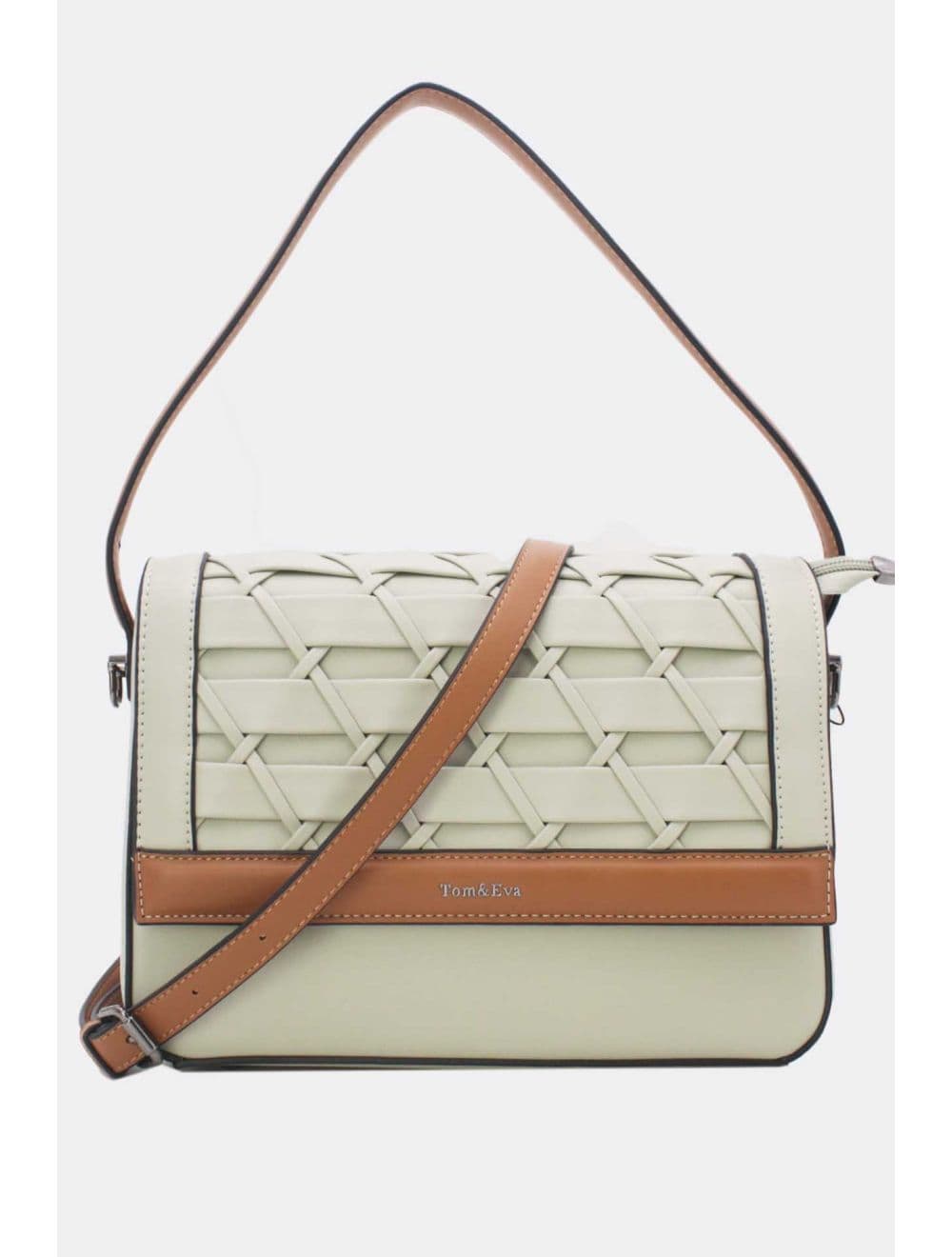Sac à Main Effet Tressé 24B-6091-Gray/Brown — vue 2