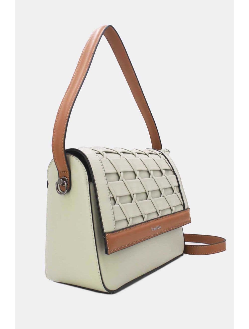 Sac à Main Effet Tressé 24B-6091-Gray/Brown — vue 3