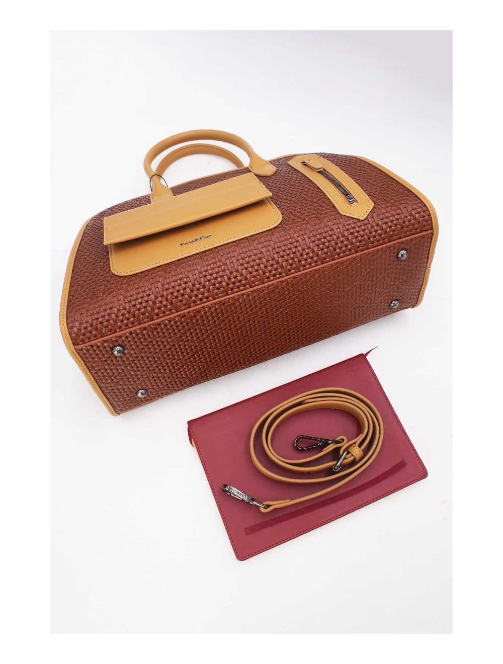 Sac Business Femme Multipoches Effet Paille-24B-6119-Coffee/Khaki — vue 5