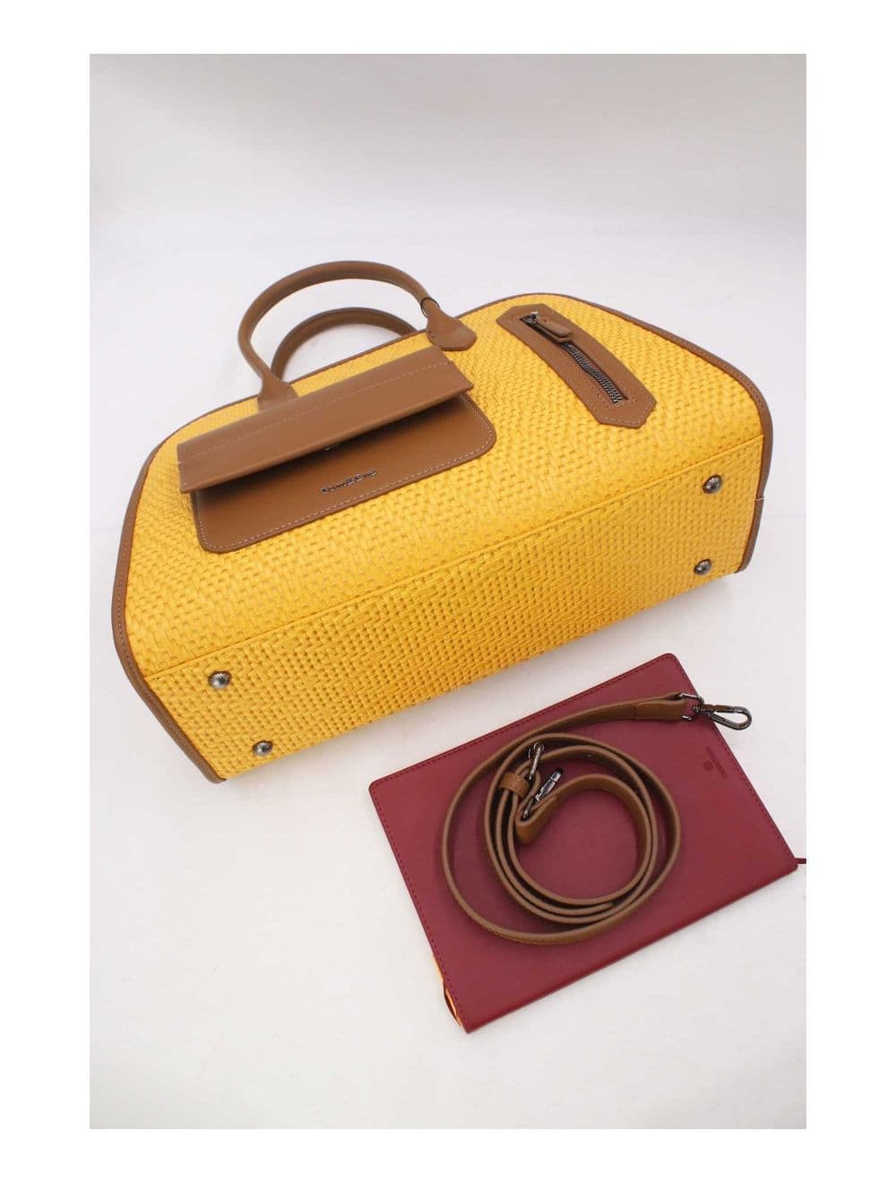 Sac Business Femme Multipoches Effet Paille-24B-6119-Yellow/Soil — vue 5