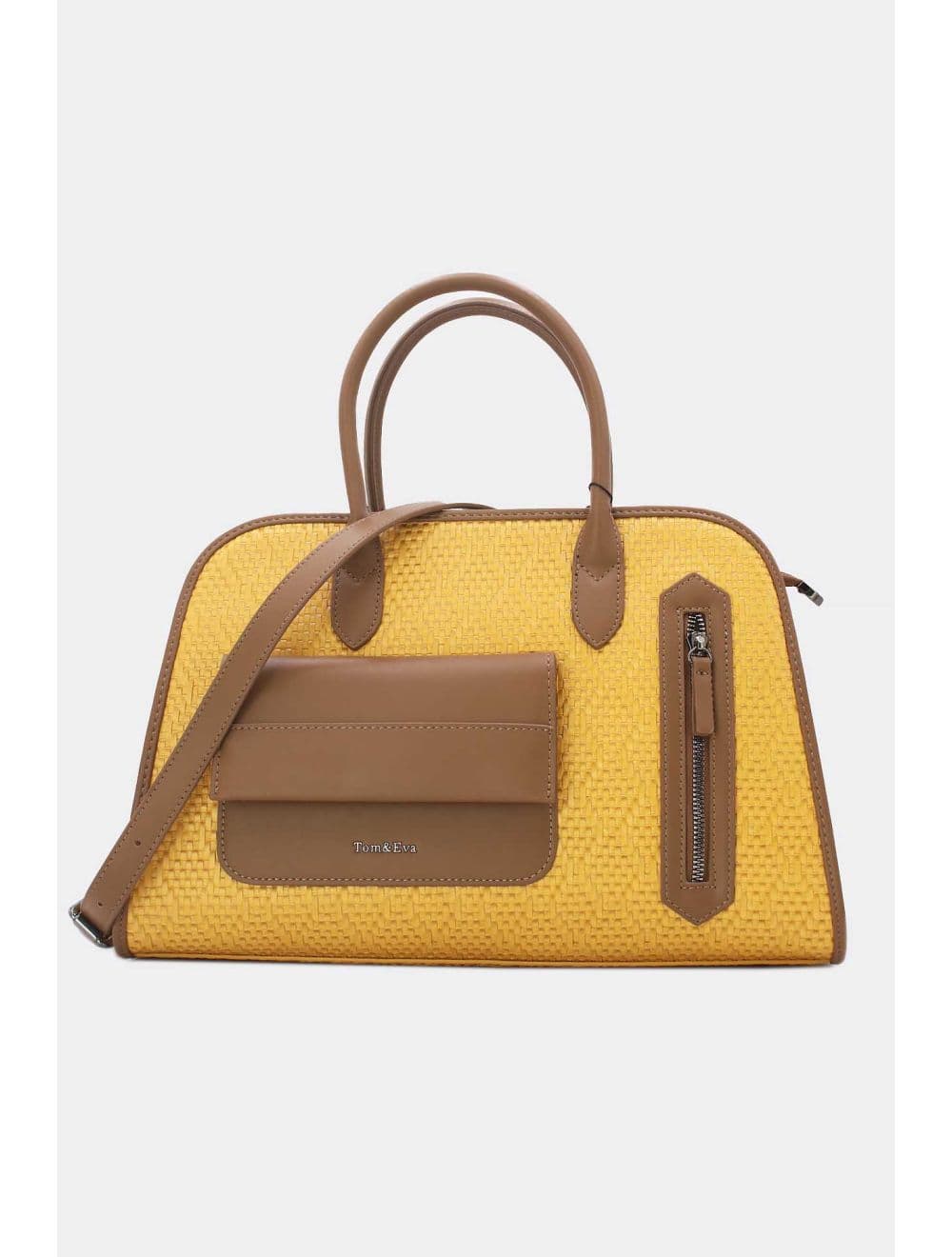 Sac Business Femme Multipoches Effet Paille-24B-6119-Yellow/Soil — vue 6