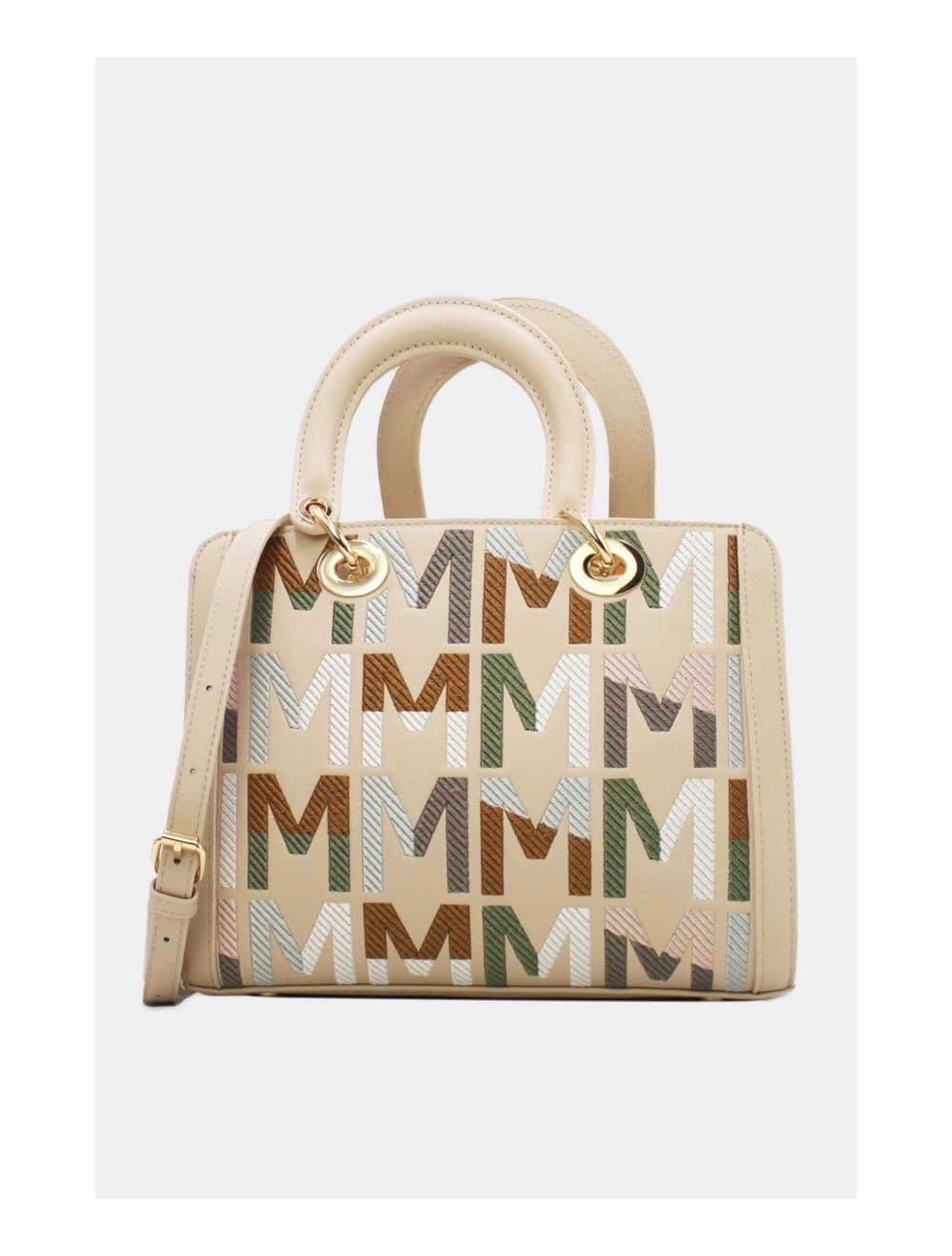Sac à Main Carré Brodé Lettre 24B-5888-Beige