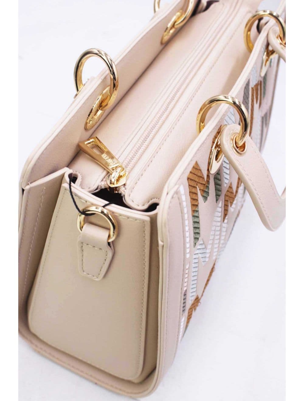 Sac à Main Carré Brodé Lettre 24B-5888-Beige — vue 4
