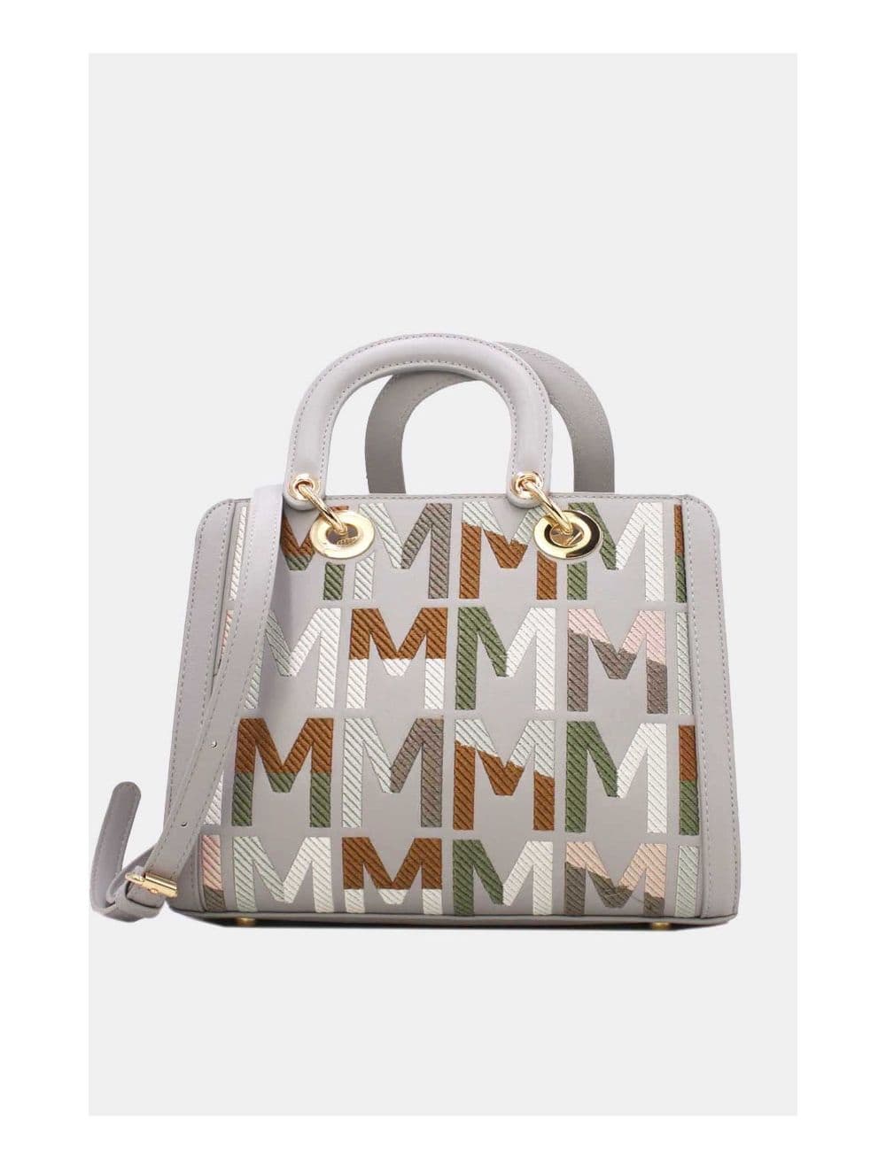 Sac à Main Carré Brodé Lettre 24B-5888-L.Gris