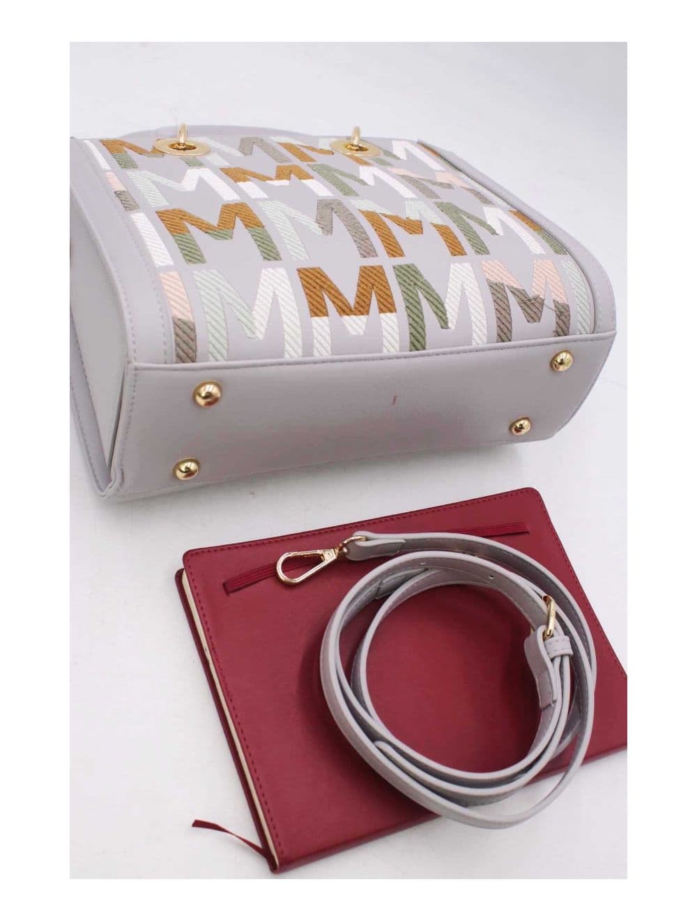 Sac à Main Carré Brodé Lettre 24B-5888-L.Gris — vue 5