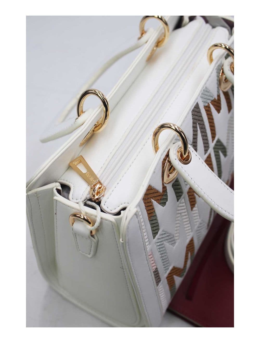 Sac à Main Carré Brodé Lettre 24B-5888-Blanc — vue 4