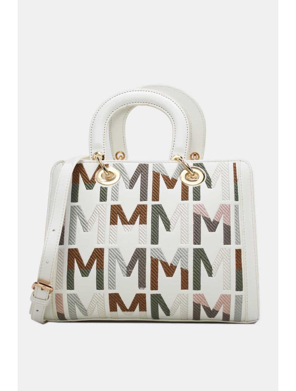 Sac à Main Carré Brodé Lettre 24B-5888-Blanc — vue 5