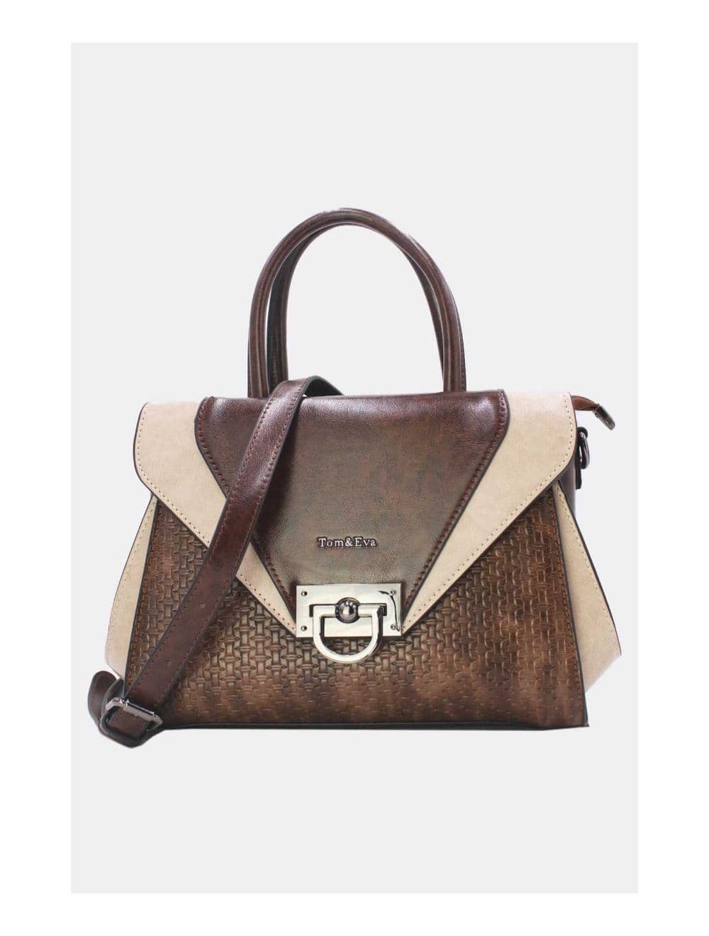 Sac à Main Effet Paille 24B-6117-Coffee/Khaki