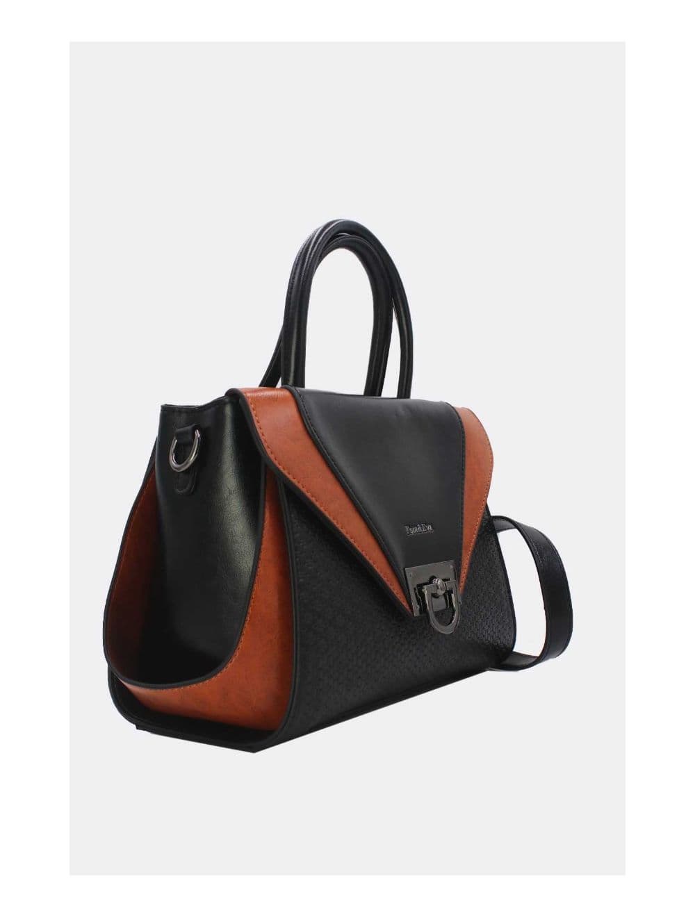 Sac à Main Effet Paille 24B-6117-Black/Brown — vue 2