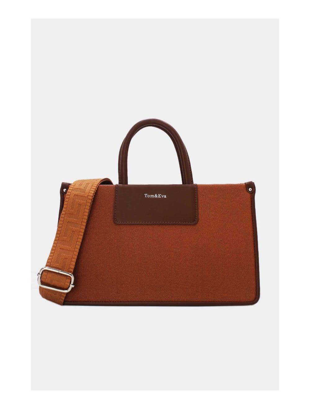 Medium Sac à Main Effet Tissus Bicolore 24B-6004-Brown/Coffee