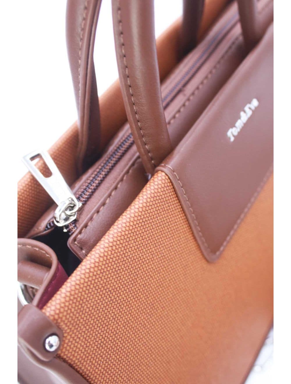 Medium Sac à Main Effet Tissus Bicolore 24B-6004-Brown/Coffee — vue 5