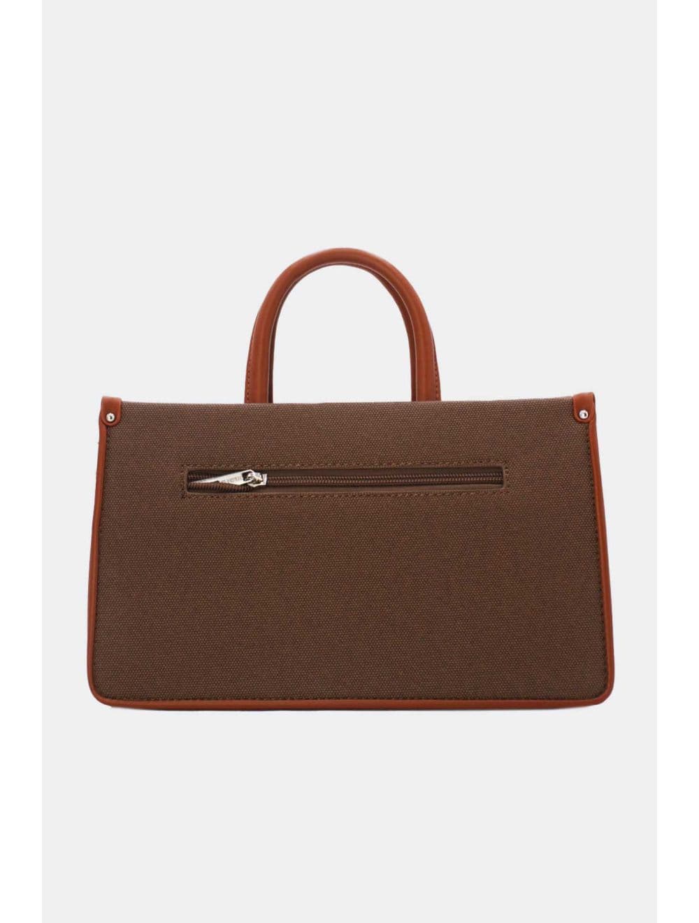 Medium Sac à Main Effet Tissus Bicolore 24B-6004-Coffee/Brown — vue 3
