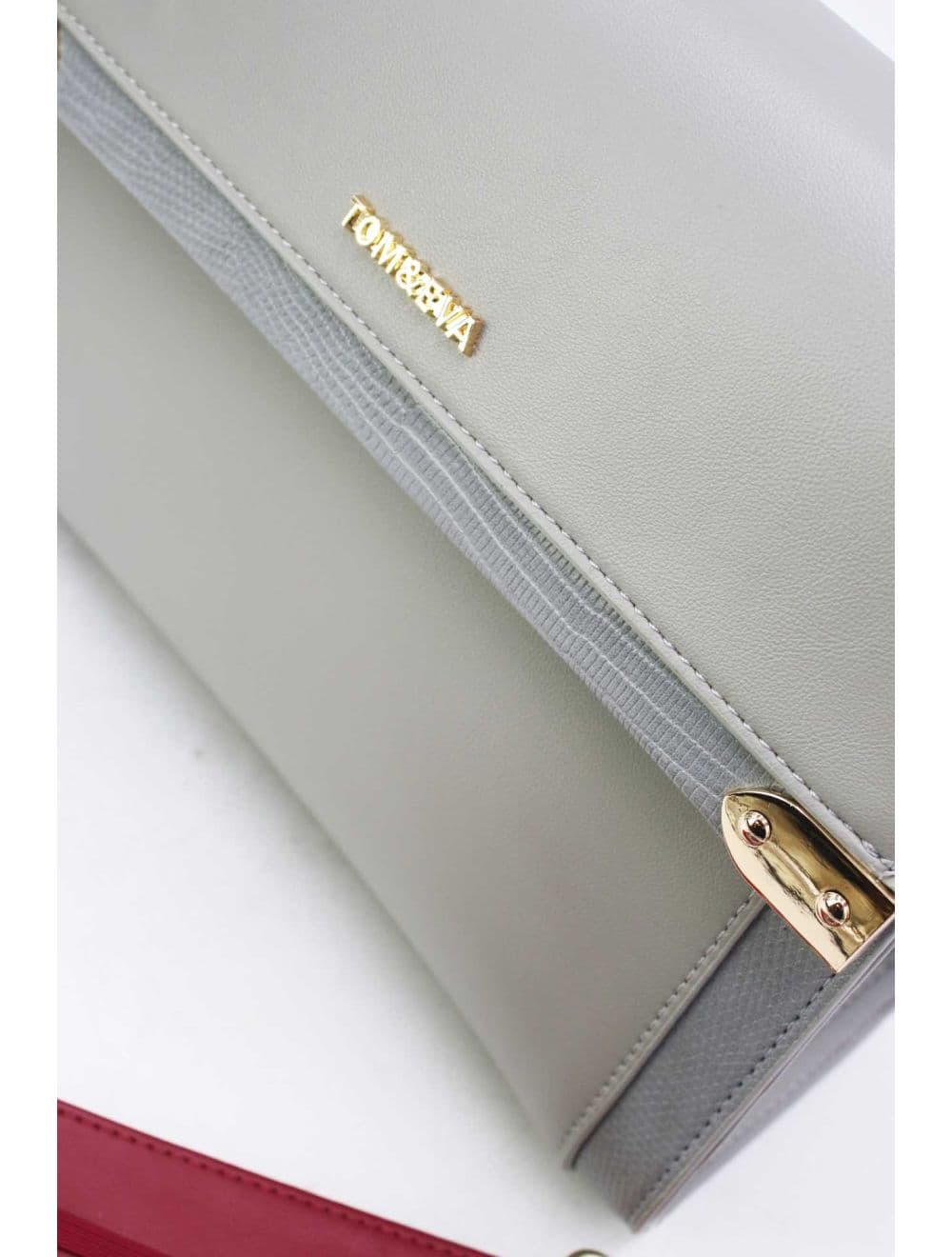 Sac à Main Avec Bordure Effet Serpent-24B-5887-Gris