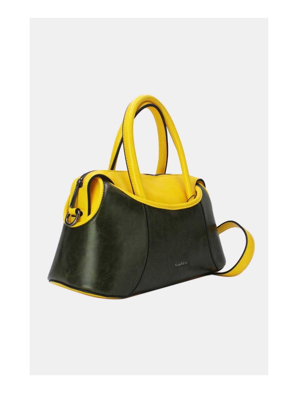 Sac à Main Effet Vernis Style Vintage-24B-6090-Green/Yellow — vue 3