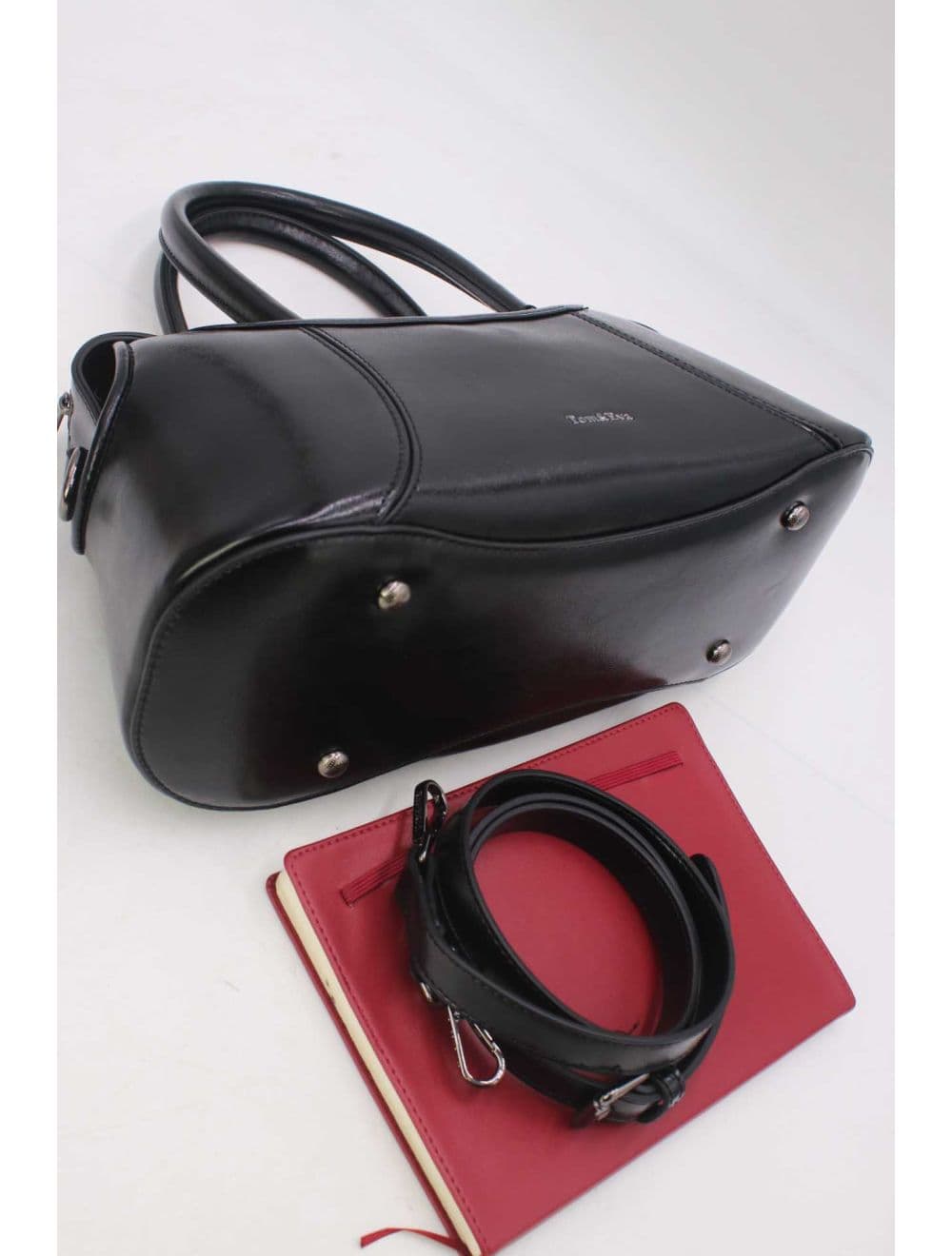 Sac à Main Effet Vernis Style Vintage-24B-6090-Noir — vue 3