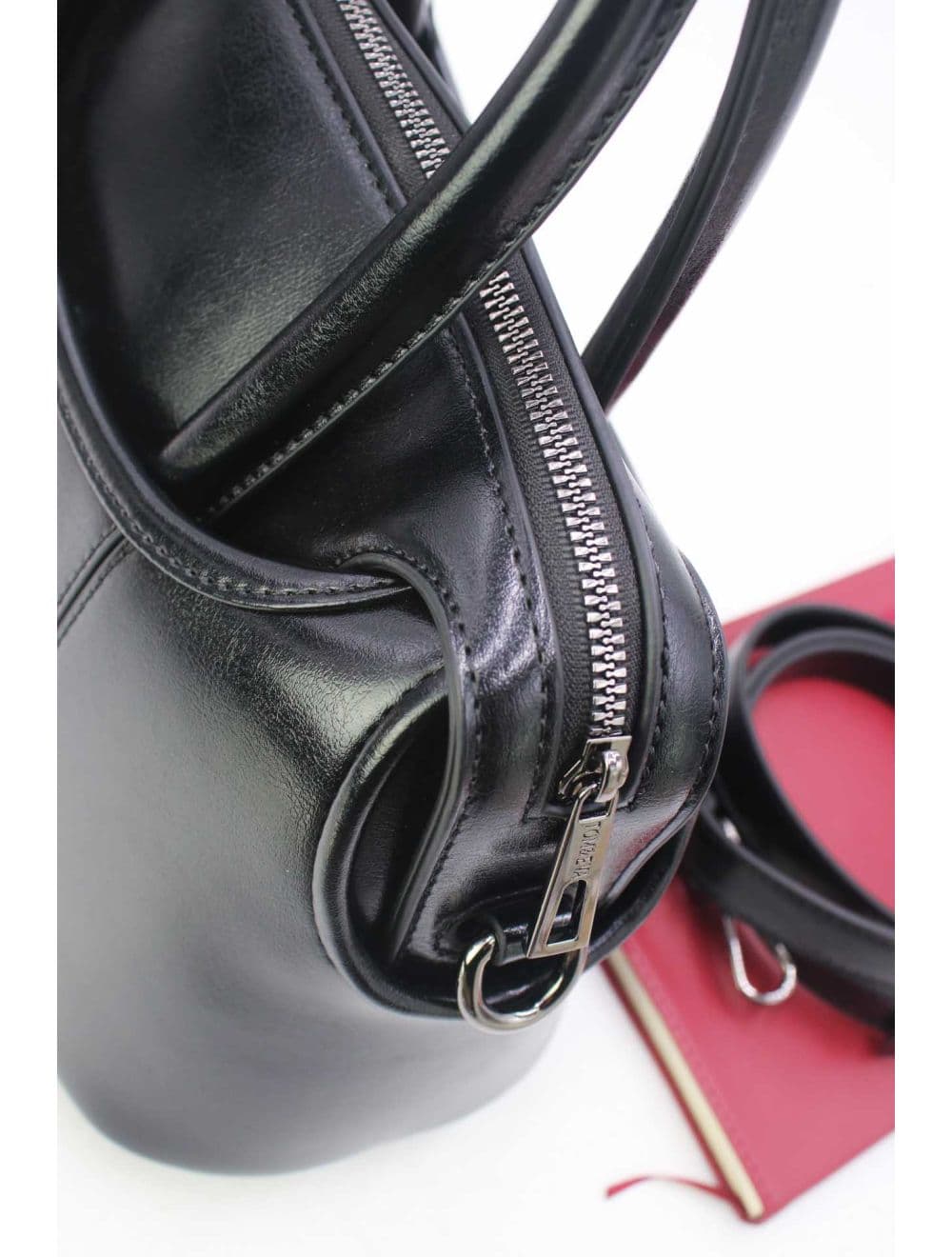 Sac à Main Effet Vernis Style Vintage-24B-6090-Noir — vue 4