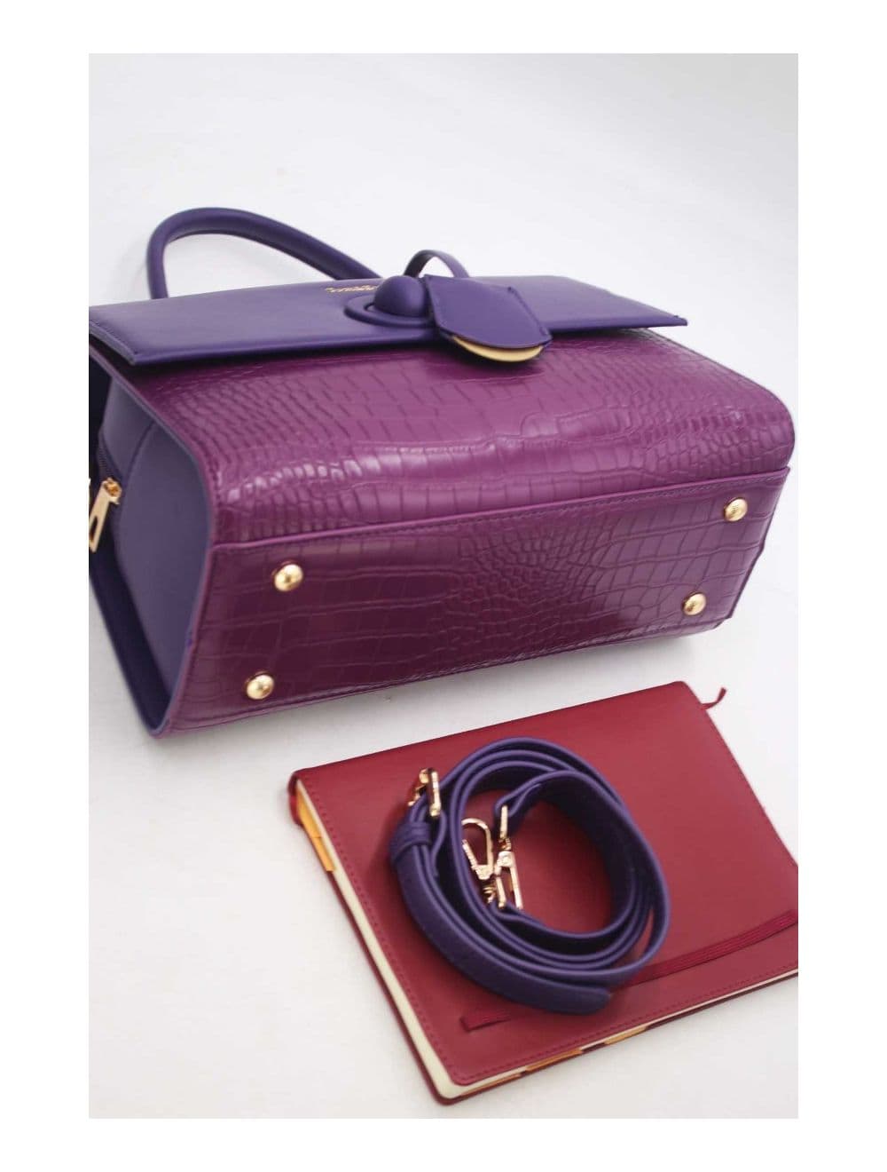Sac à Main Style Vintage à Effet Croco 23B-5764-Violet — vue 5