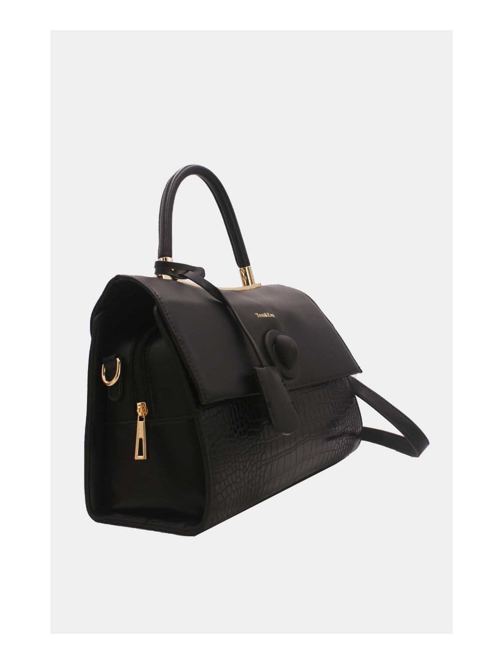 Sac à Main Style Vintage à Effet Croco 23B-5764-Noir — vue 3