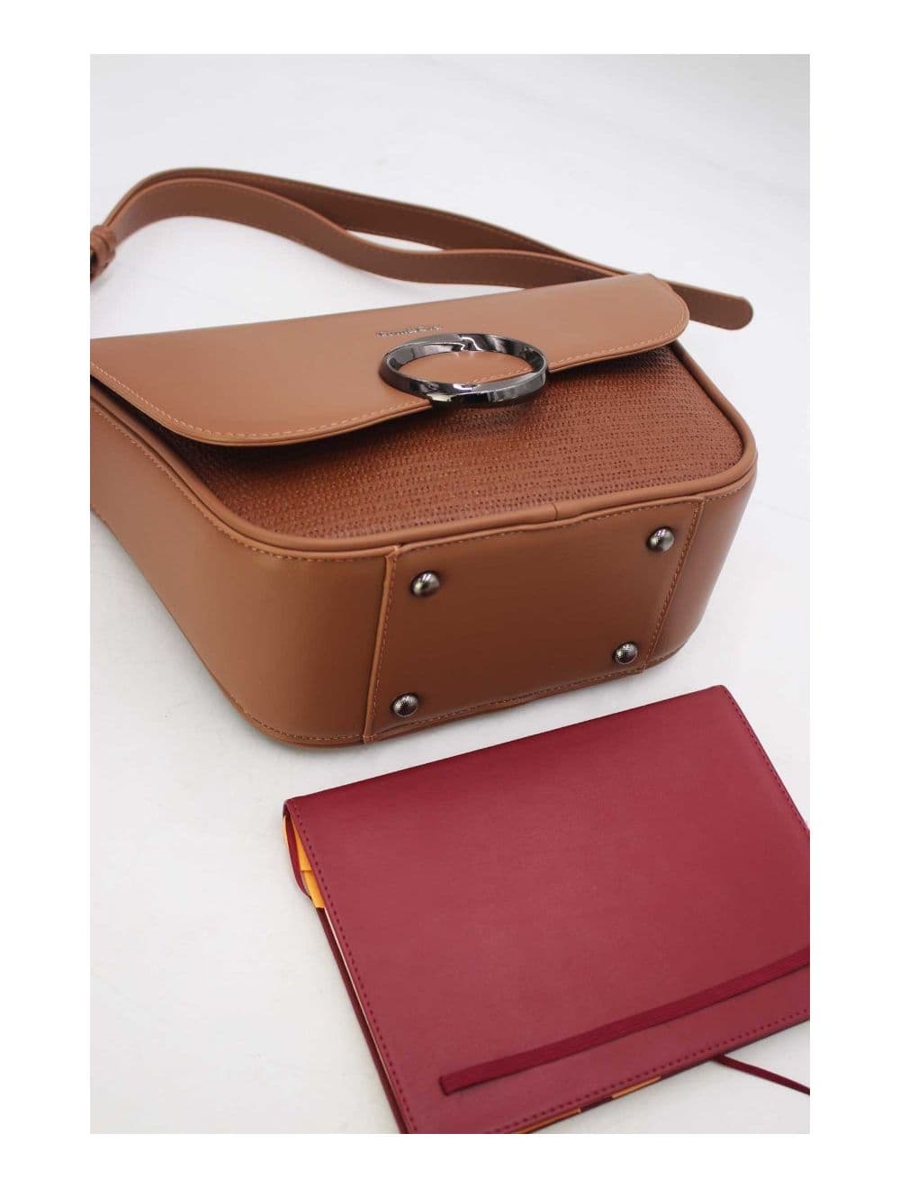 Sac Porté Épaule à Rabat Ondulé-24B-5957-Apricot/Khaki