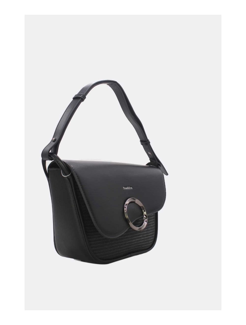 Sac Porté Épaule à Rabat Ondulé-24B-5957-Noir — vue 3