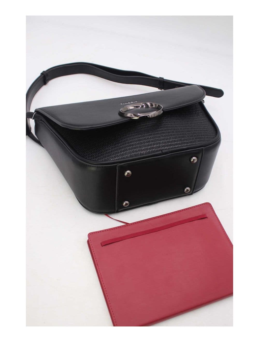 Sac Porté Épaule à Rabat Ondulé-24B-5957-Noir — vue 5