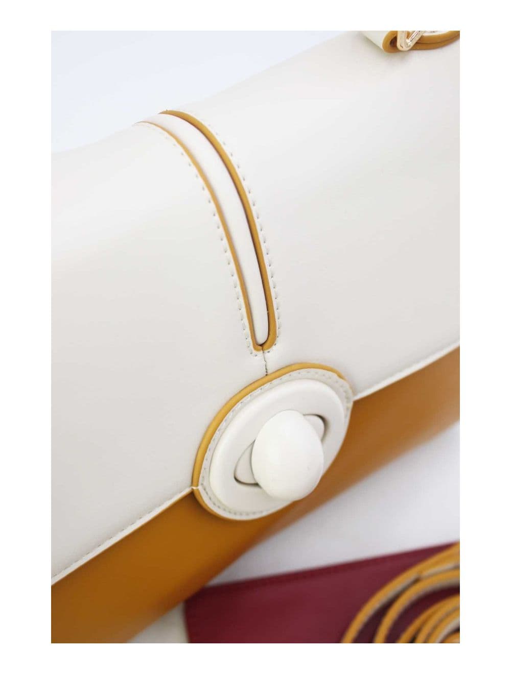 Sac à Main Vintage Bicolore Effet Cuir Lisse 24B-5886-Yellow/Beige