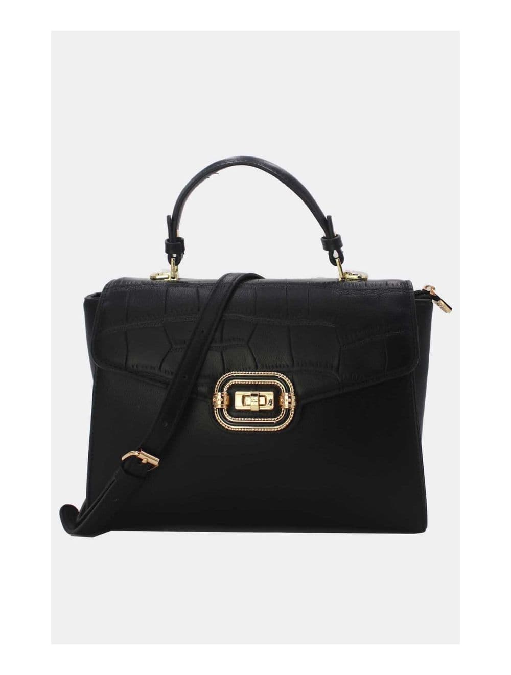 Sac à Main Classique Effet Croco 24B-5890-Noir — vue 2