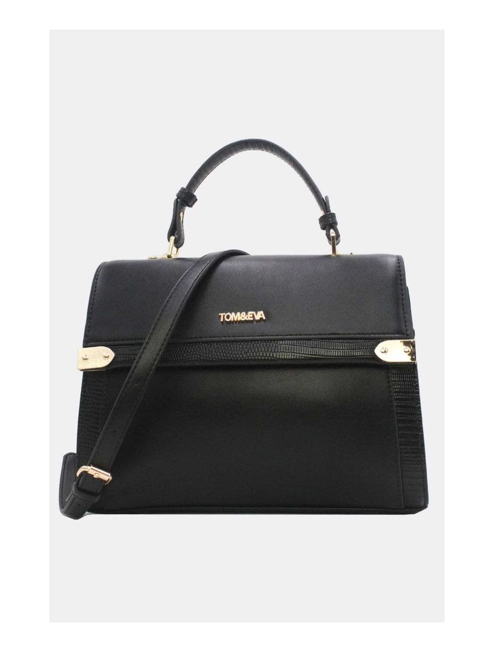 Sac à Main Avec Bordure Effet Serpent-24B-5887-Noir — vue 2