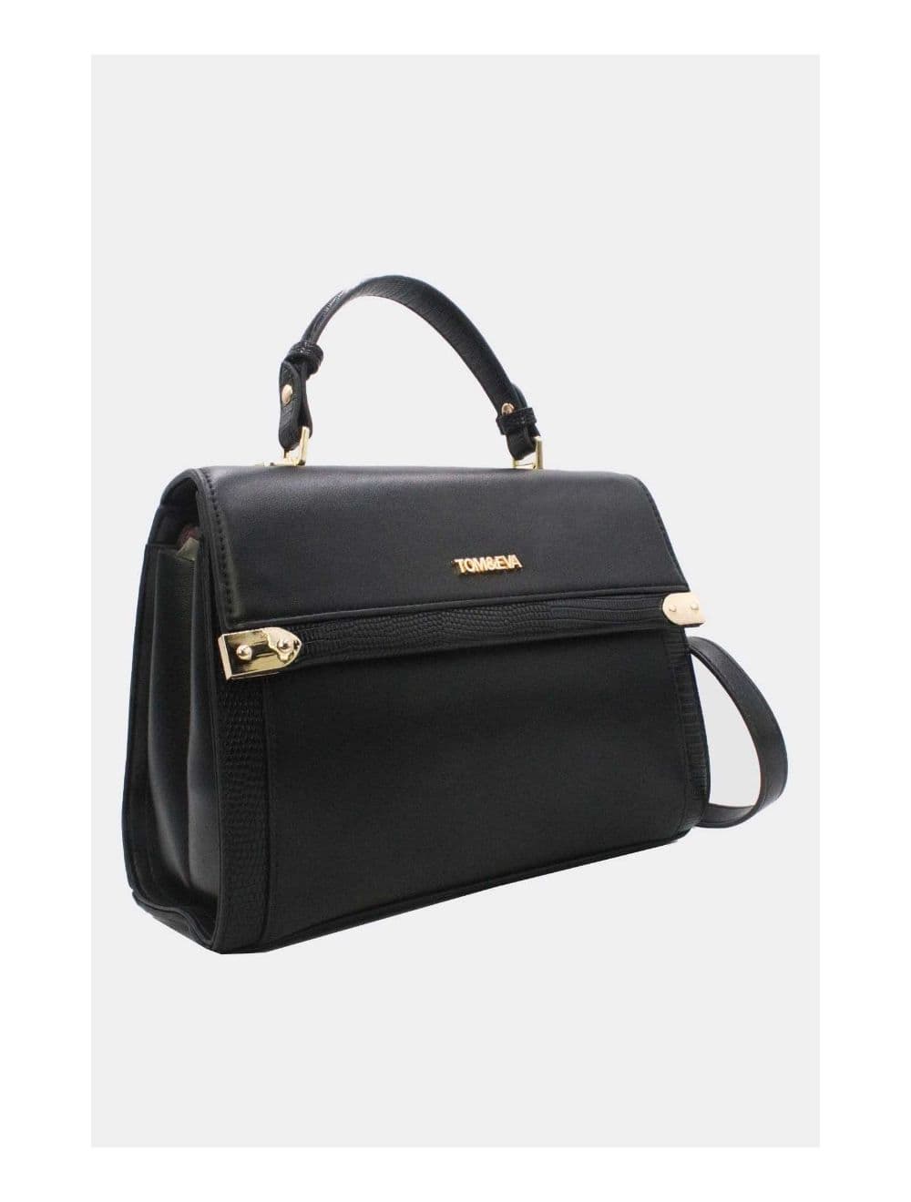 Sac à Main Avec Bordure Effet Serpent-24B-5887-Noir — vue 3