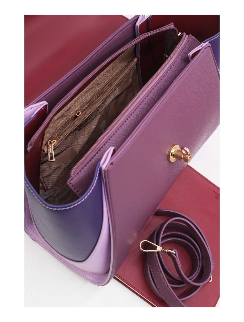 Sac Cabas Femme Tricolore RÉASSORT 23B-5840-Purple/L.Purple