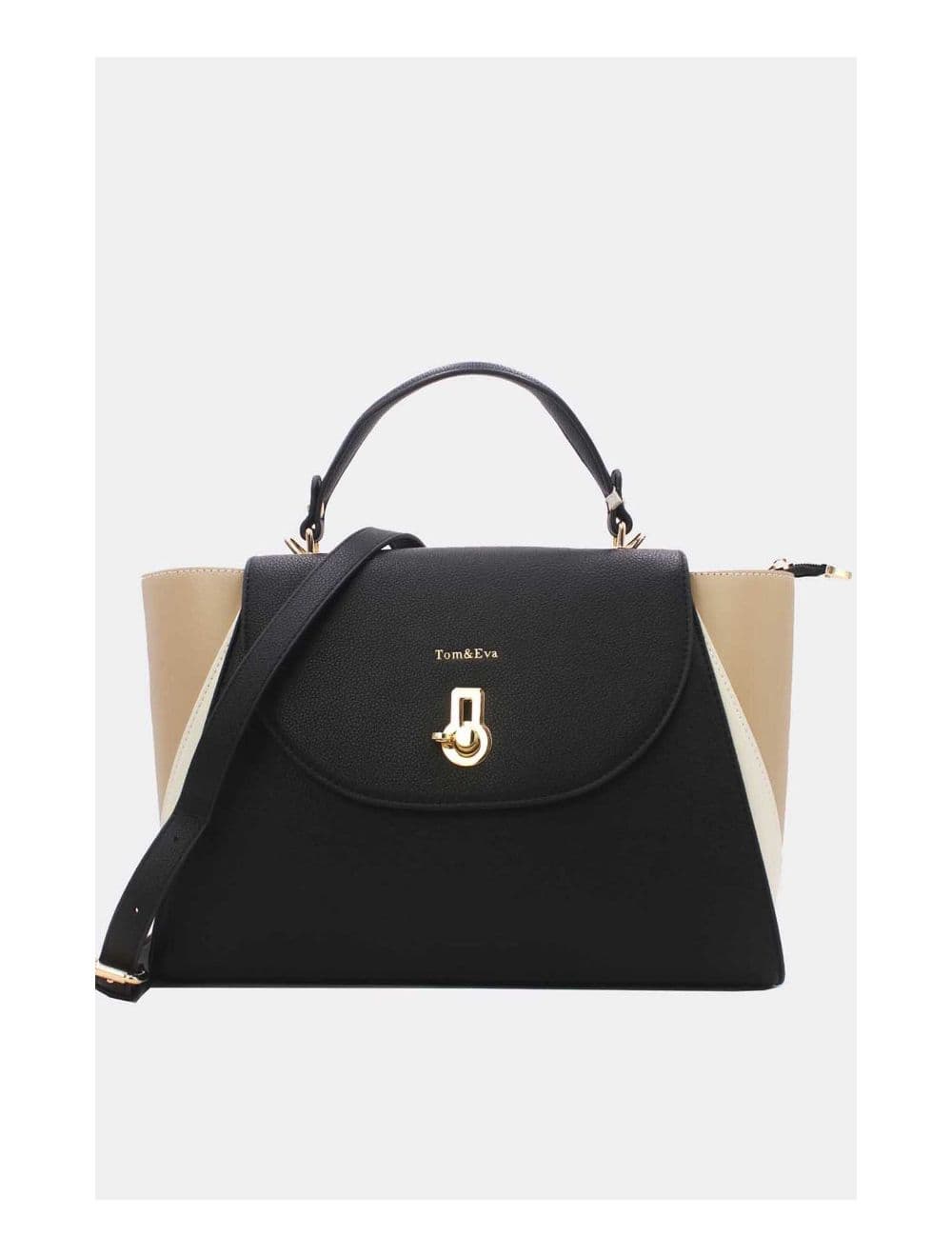 Sac Cabas Femme Tricolore RÉASSORT 23B-5840-Black/Beige — vue 2