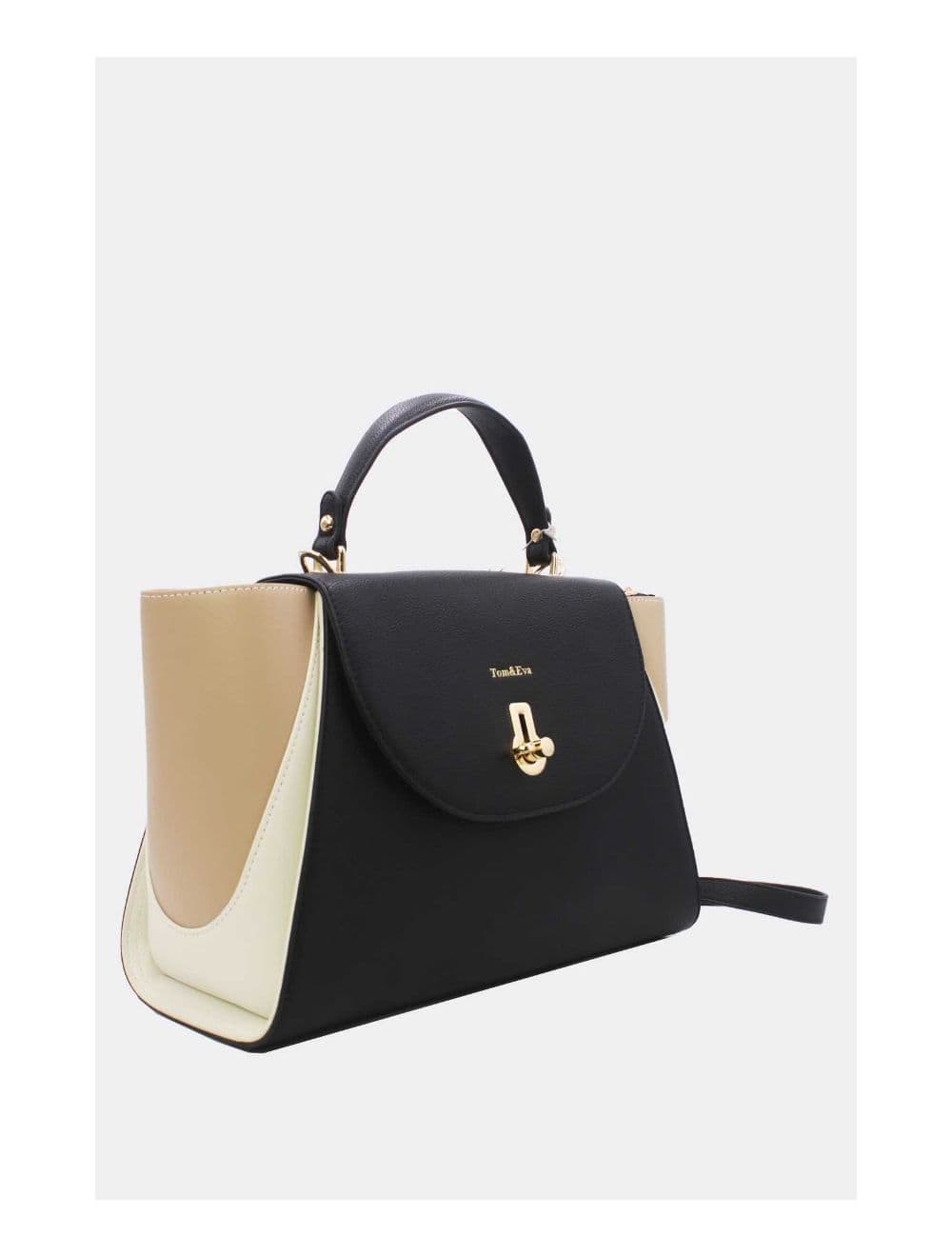 Sac Cabas Femme Tricolore RÉASSORT 23B-5840-Black/Beige — vue 3