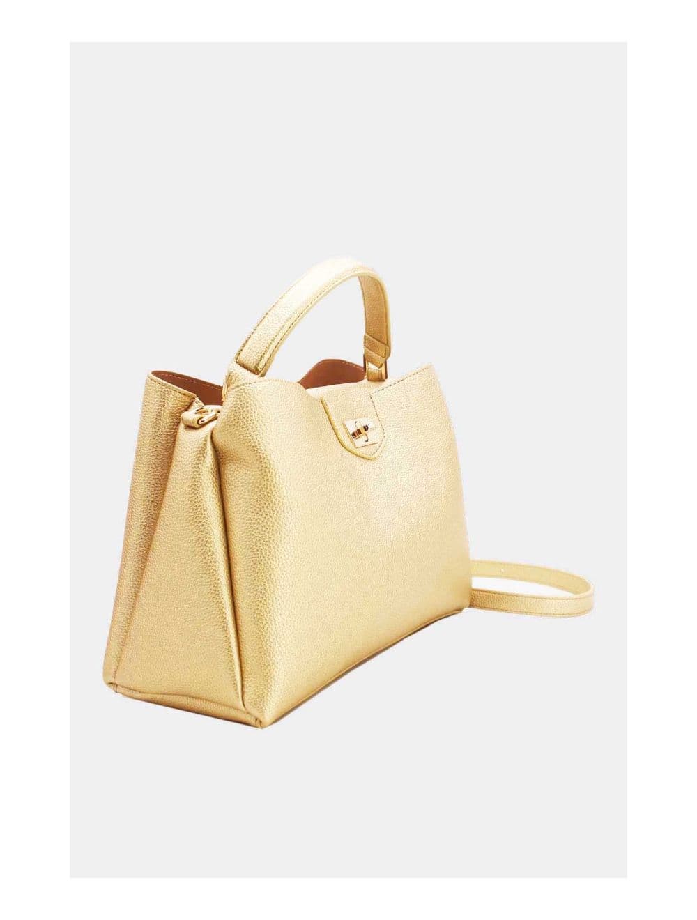 Sac à Main Effet Cuir Grainé Avec Fermoir Tourniquet 6436 REASSORT-Doré — vue 3